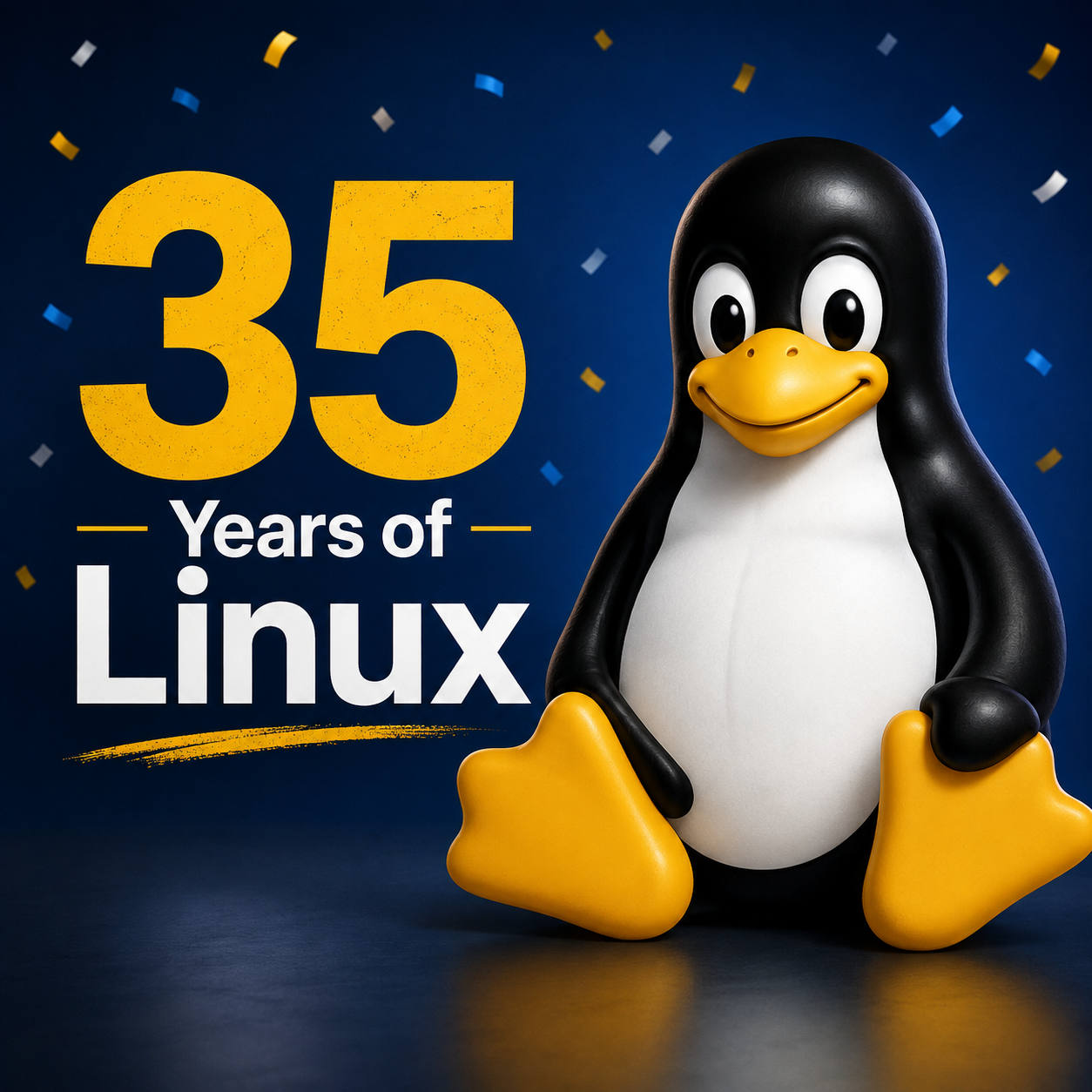 Tux das Maskottchen von Linux feiert 35 Jahre Linux